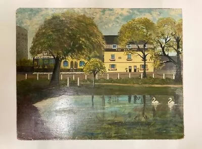 Naive Original Oil Painting The Sun Inn Barnes Green London • £30