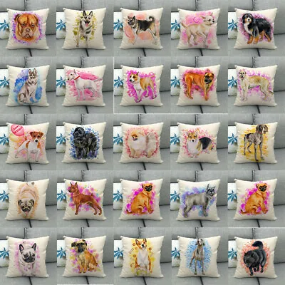 £4.78 • Buy Linen Pillow Covers Throw Cushion Cover Home Decor Dog Series Dachshund Labrador