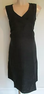 Pas De Deux Maternity Black Linen Sleeveless Lace Back Dress Size 10 12 14 Bnwt • £10.62