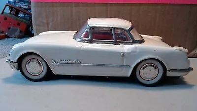 Vintage Tin Friction Deluxe Open Sedan '54 Corvette #MF317 Parts/restore White • $4.89