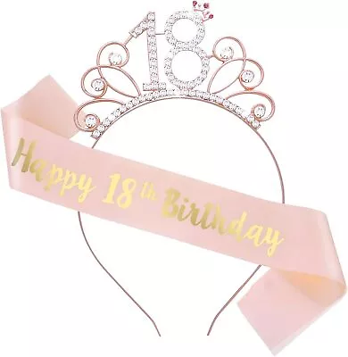 Abeillo 18th Birthday Sash And Rhinestone Tiara For Girls 18th Birthday Satin • £7.68