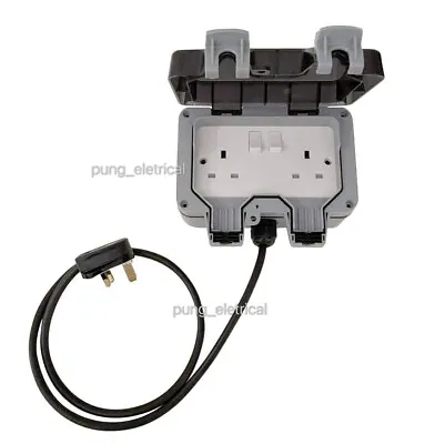 Outdoor IP66 Garden Extension Lead Socket Box IP66 Rated 1m To 25m Black Cable • £19.90