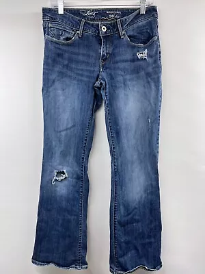 Levi's Women's Size 30/32 Bold Curve Boot Cut Distressed Denim Blue Jeans Pants • £16.14