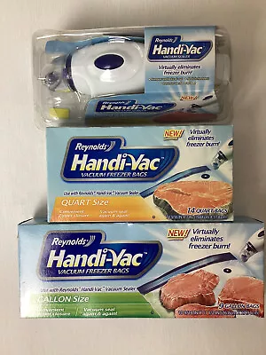 $39.99 • Buy Reynolds Handi-Vac Vacuum Sealer & Freezer Bags Quart (14) & Gallon Size (9) New