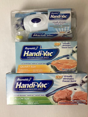 $39.99 • Buy Reynolds Handi-Vac Vacuum Sealer & Freezer Bags Quart (14) & Gallon Size (9) New