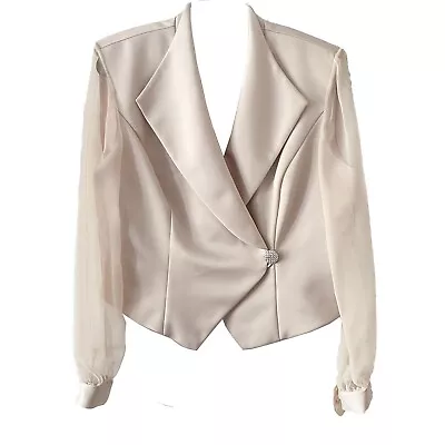 J R Nites Caliendo Satin Wrap Blouse Jacket Top Sz 16 Lord & Taylor Wedding NWT • $45