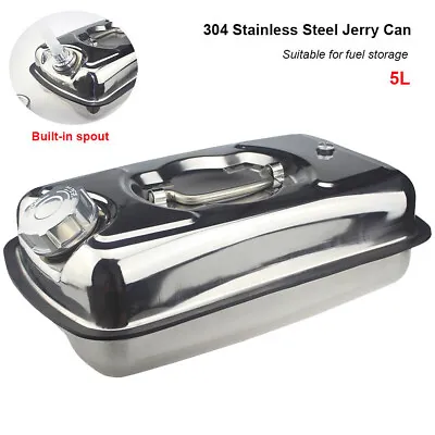 $139.99 • Buy 5L 304 Stainless Steel Jerry Can Fuel Storage For Boat/Car/4WD Built-in Spout