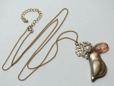 $1.99 • Buy Vintage Bubble Bird Pendant & Lucite Charms On Gold Tone Chain Necklace