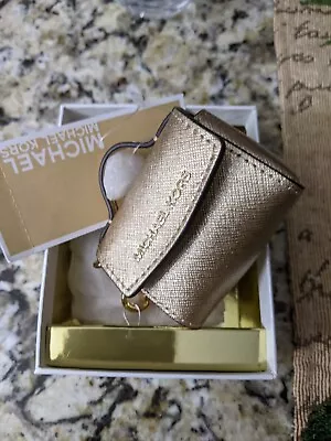 Michael Kors Gold Metallic Purse / Pocketbook KEYCHAIN~~NIB~~So Freak-in Cute • $49.99