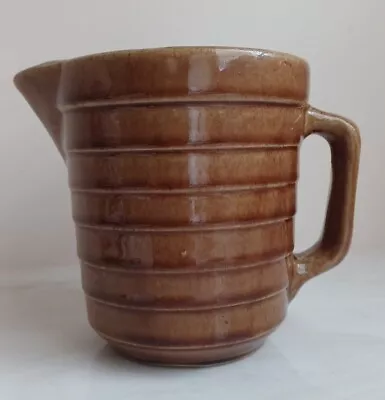 Vintage Monmouth/Western Stoneware Brown Glazed 5  Pitcher Horizontal Bands • $17.99