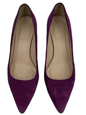 $198 J Crew Dulci Suede Kitten Heels Shoes Size 7  Burgundy A9758 Office Work • $45