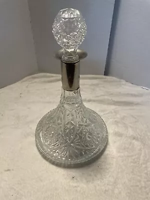 Vintage Crystal Whiskey Liquor Flask Bottle 1960s • $9