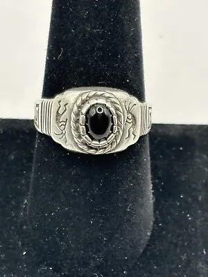 Shube's Mens Silver Silver Black Onyx Dancing Kokopelli Ring Size 8.75 ~R188~ • $24.50
