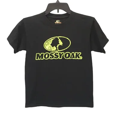 Mossy Oak T Shirt Youth Kid Size Medium Unisex Black Lime Hunting Short Sleeve • $0.99