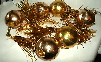 Vintage Christmas Gold Tasseled Mantle  Garland Glass Beads 6' • $25