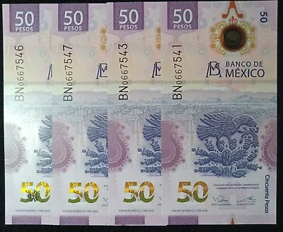 Mexican Bill 50 Pesos Ajolote 2023 Axolotl Mexico Banknote Lot Of 4Uncirculated • $49.99