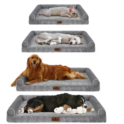 Dog Bed Orthopedic Memory Foam Bolster Waterproof Pet Cushion For M/L/XL/XXL Dog • $35.89