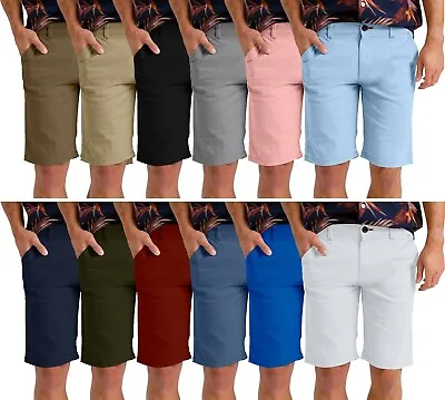 Men's Slim Fit Casual Shorts Stretch Chino Flat Front • $18.79