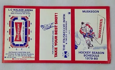 IHL 1979-80 Muskegon Mohawks UNFOLDED Pocket Hockey Schedule - Budweiser • $7.95