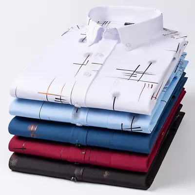 Men's Dress Shirts Long Sleeves Business Botton Down Non Iron Casual Shirts Tops • $17.08