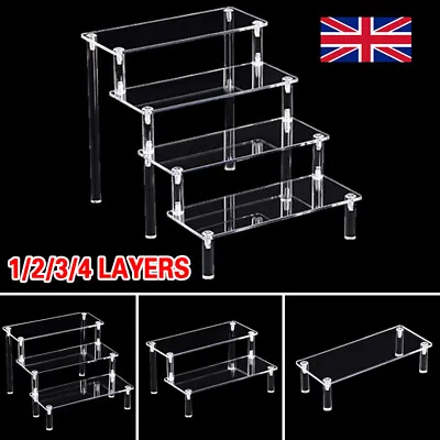 Acrylic Riser 1/2/3/4-Tier Self-Install Display Shelf Removable Rack For Figures • £7.99