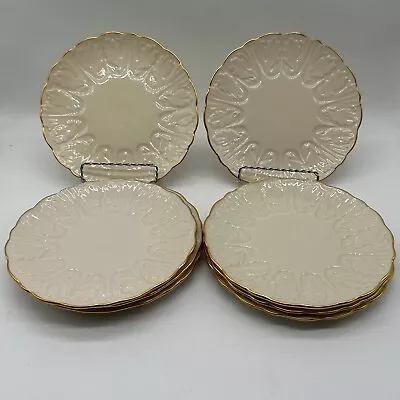 Vintage Lenox Ivory Embossed Leaf Luncheon Plate 24K Trim Set Of 8 • $55