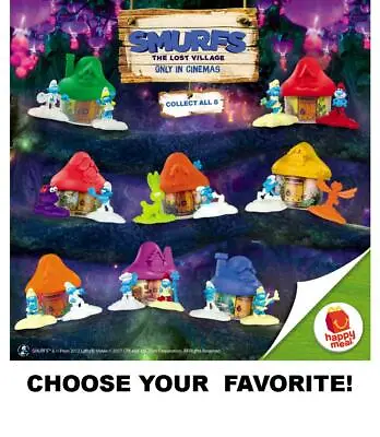 McDonald's 2017 Peyo Smurfs The Lost Village Movie Houses & Figures-Choose! • $7