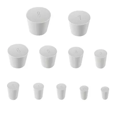 Solid Lab Rubber Stoppers31-Pack 11 Assorted Sizes White 000# -8# Rubber Stop • $12.29