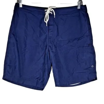 J.Crew Men's Board Shorts Swimwear Size 35 Navy Blue Netting Lined Pocket • $7.01