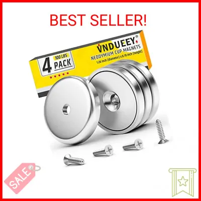 Pack Of 4 Neodymium Cup Magnet With Countersunk Hole 100 LBS Pull Force Industri • $10.10