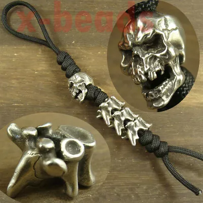   Skull + Vertebrae   Shaped White Copper Lanyard Bead Paracord Beads XH184 • $34.99