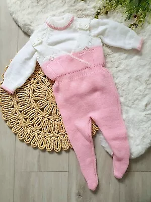 Bnwot Baby Girl Vintage Romper Suit Dunagree Set Age Approx 0-12 Months Pink And • £4