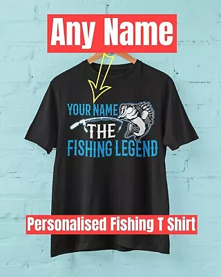 PERSONALISED Fishing T Shirt YOUR NAME The FISHING LEGEND Gift Idea Dad Angler • £15.95