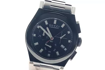 *EXC+5 In Box* GUCCI Pantheon 115.2 YA115237 Black Chronograph AT Men's Watch • $499.99