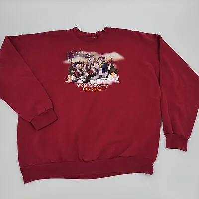 Yakov Smirnoff Sweater What A Country XL Red Snowman • $15