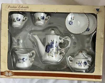 PORCELAIN COLLECTABLE 10 PIECE MINI TEA SET Purple & White Roses • $6