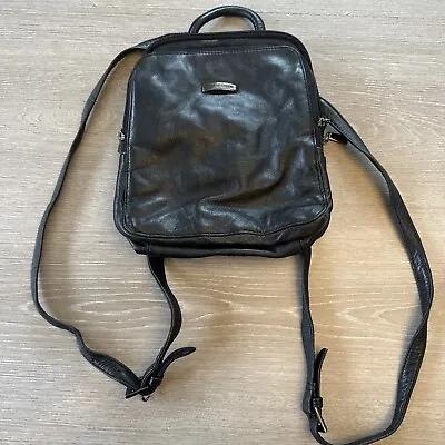 Pelle Studio Black Backpack Wilsons Leather Travel Bag Casual Moto Sling Pockets • $24.99