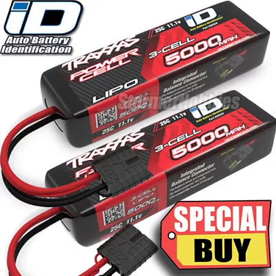 Traxxas 5000mAh 11.1v Power Cell 3S 25C LiPo Battery (2) W/ ID Traxxas Connector • $139.90