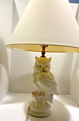 Vintage Mid-century Ceramic White Owl Lamp 26  H • $154.99