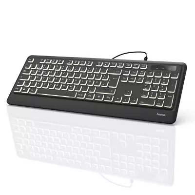 Hama KC-550 USB Keyboard Illuminated With Cable (Laser Labelled German Key Layo • £48.71