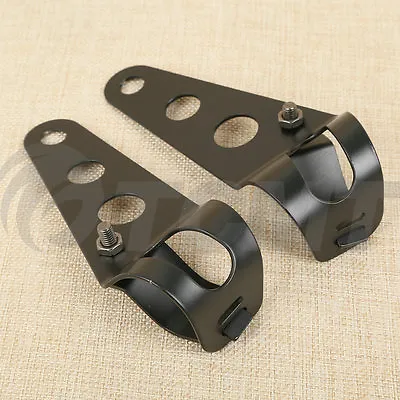 Black Headlight Brackets Fork Ears Motorcycle Bobber Cafe Racer 28mm-34mm TCMT • $6.99