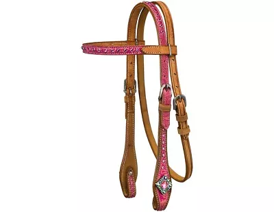 Tough 1 Western Headstall Azalea Leather Browband Tack Pink 45-79 • $67.83