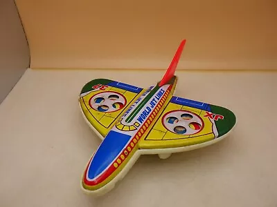 JX 37 World Jet Lines Toy Kaleidoscope Airplane Tin Litho Vintage 6.5x5.25 Inch • $9.99