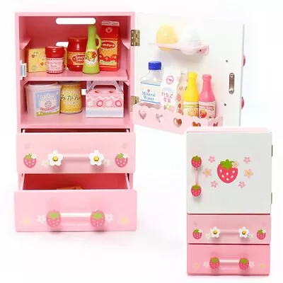 Mother Garden Wooden Toy Wild Strawberry Cutie Chilled Refrigerator Play Set 17 • $181.03