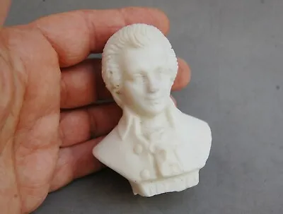 Mozart Bust Statue Miniature 3  Tall White Marble Dust Molded Figure Classical  • $11.46