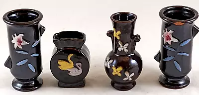 Vintage Miniature Made In Occupied Japan Brown Floral (4) Vases • $35.99