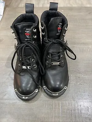 Milwaukee Freedom Flex Black Metal Boots Moto Biker Women’s Size 6 Lightly Worn! • $49.99