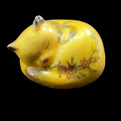 Vintage Porcelain Decoupage Sleeping Cat Handmade • $14.99