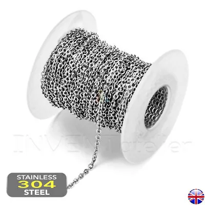 £5.49 • Buy STAINLESS STEEL Flat Cable Link Chain Necklace Hypoallergenic JEWELLERY MAKING