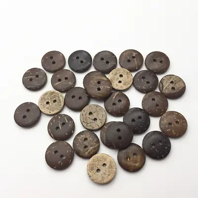 Pkg Of 20 SMALL BROWN 2-hole Coconut Shell Buttons 1/2  (12mm) Craft (1156) • $4.55